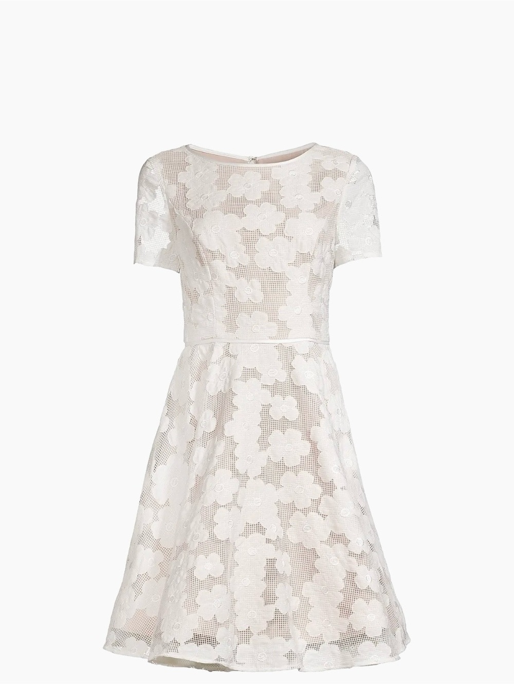 Shani Novelty Fit & Flare Dress White Nude Floral Lace Mesh Size 6 Elegant $384